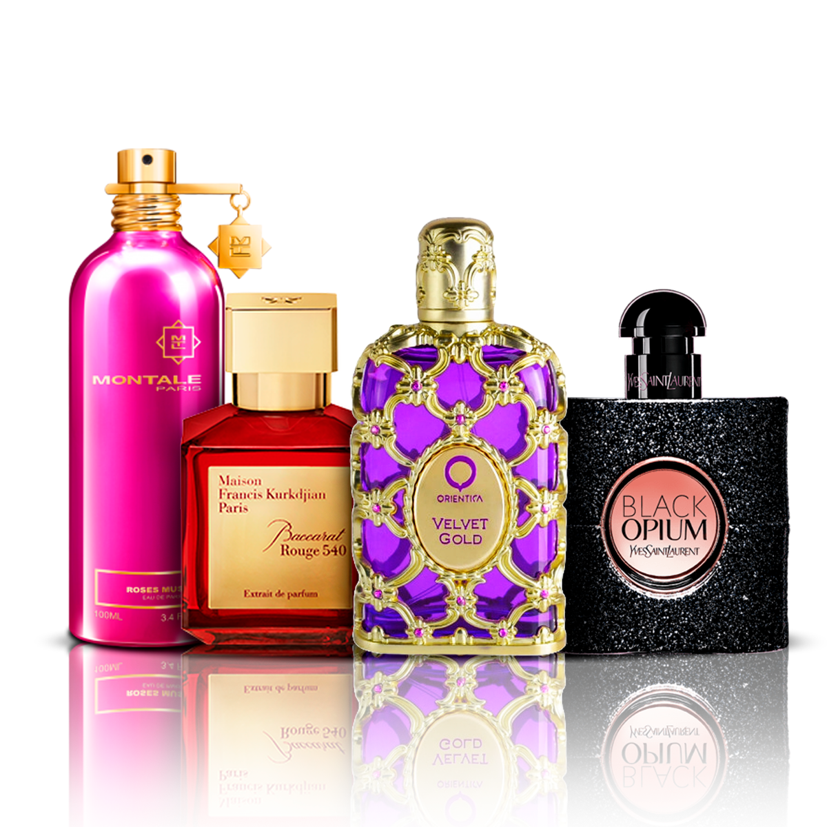 Set od 4 parfema | Orientica Velvet Gold + Baccarat Rouge + Black Opium + Montale Roses Musk 100 ml