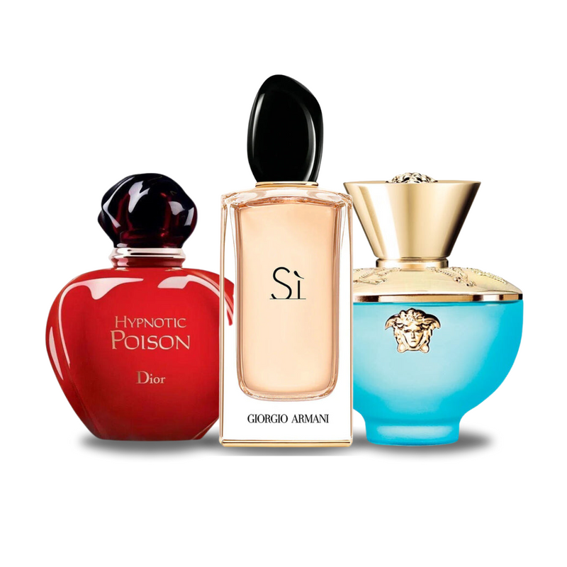 Set od 3 parfema | Dior HYPNOTIC POISON, Giorgio Armani SÌ, Versace DYLAN TURQUOISE 100 ml
